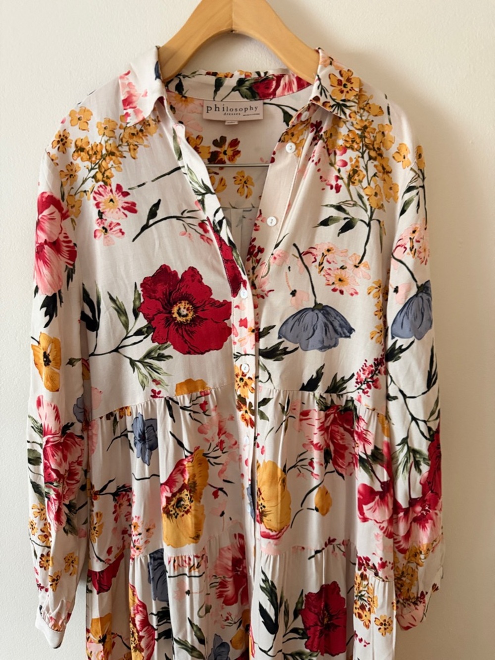 Philosophy Floral Button Down Midi Dress Size 6 - Picture 3 of 7